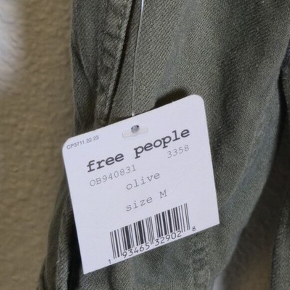 Free People Olive Green Utility Jacket Women’s Medium Distressed Raw Hem NWT - Picture 7 of 11